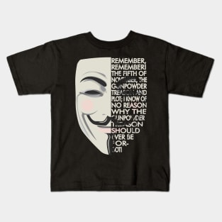 V for Vendetta Typography Kids T-Shirt